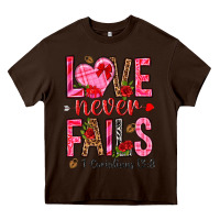 Chocolate Brown love never fails i corintians 13 8 Heavy Core Tee - NancyCooperArtShop