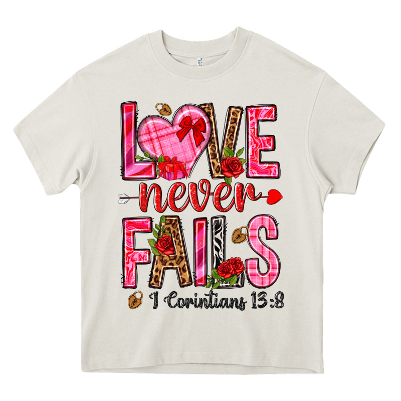 Love Never Fails I Corintians 13 8 Heavy Core Tee by NancyCooperArtShop | Teevron