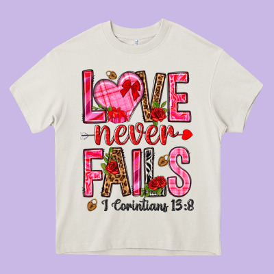 Love Never Fails I Corintians 13 8 Heavy Core Tee Designed By Nancycooperartshop