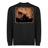 Black America Western Cowboy and Cowgirl Leopard Frame Heavyweight Sweatshirt - CowCowDesign
