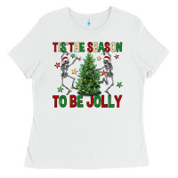 White Tis' the season to be Jolly Ladies Tee - NancyCooperArtShop