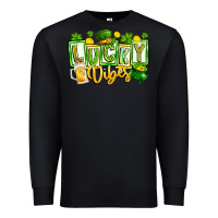 Black Lucky Vibes Premium Sweatshirt - CowhideDigitalArt