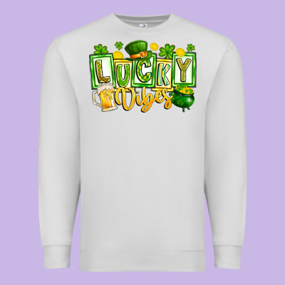 Lucky Vibes Premium Sweatshirt Designed By Cowhidedigitalart