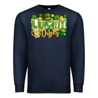 Navy Lucky Vibes Premium Sweatshirt - CowhideDigitalArt