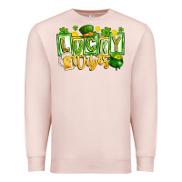Pale Pink Lucky Vibes Premium Sweatshirt - CowhideDigitalArt