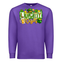 Purple Lucky Vibes Premium Sweatshirt - CowhideDigitalArt