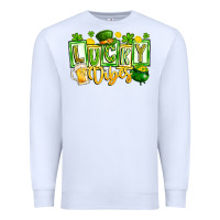 White Lucky Vibes Premium Sweatshirt - CowhideDigitalArt