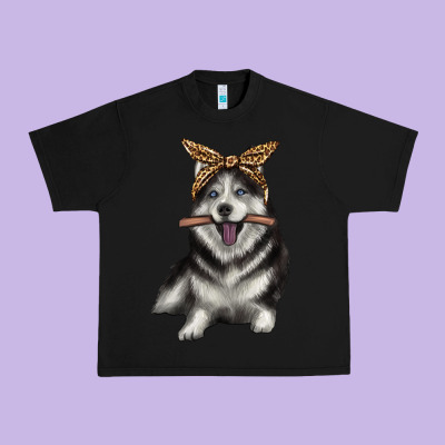 Alaskan Husky With Bandeau Urban Heavy Tee Designed By Texasbilliewilder