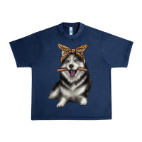 Navy alaskan husky with bandeau Urban Heavy Tee - texasbilliewilder
