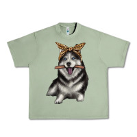 Oil Green alaskan husky with bandeau Urban Heavy Tee - texasbilliewilder