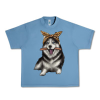 Pebble Blue alaskan husky with bandeau Urban Heavy Tee - texasbilliewilder
