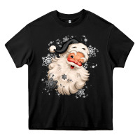 Black white christmas santa claus Heavy Core Tee - MaliasSmallBusiness