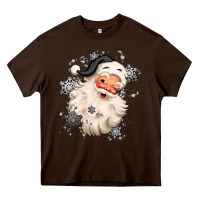 Chocolate Brown white christmas santa claus Heavy Core Tee - MaliasSmallBusiness