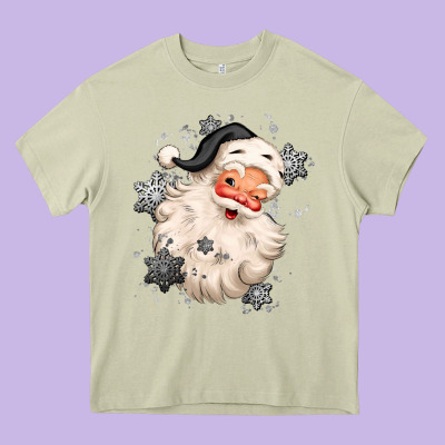 White Christmas Santa Claus Heavy Core Tee Designed By Maliassmallbusiness