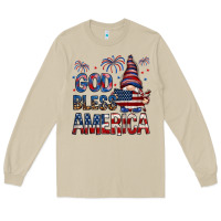 Mushroom God Bless America with gnome 4th of july Long Sleeve Tee - HowdyJamesFarm