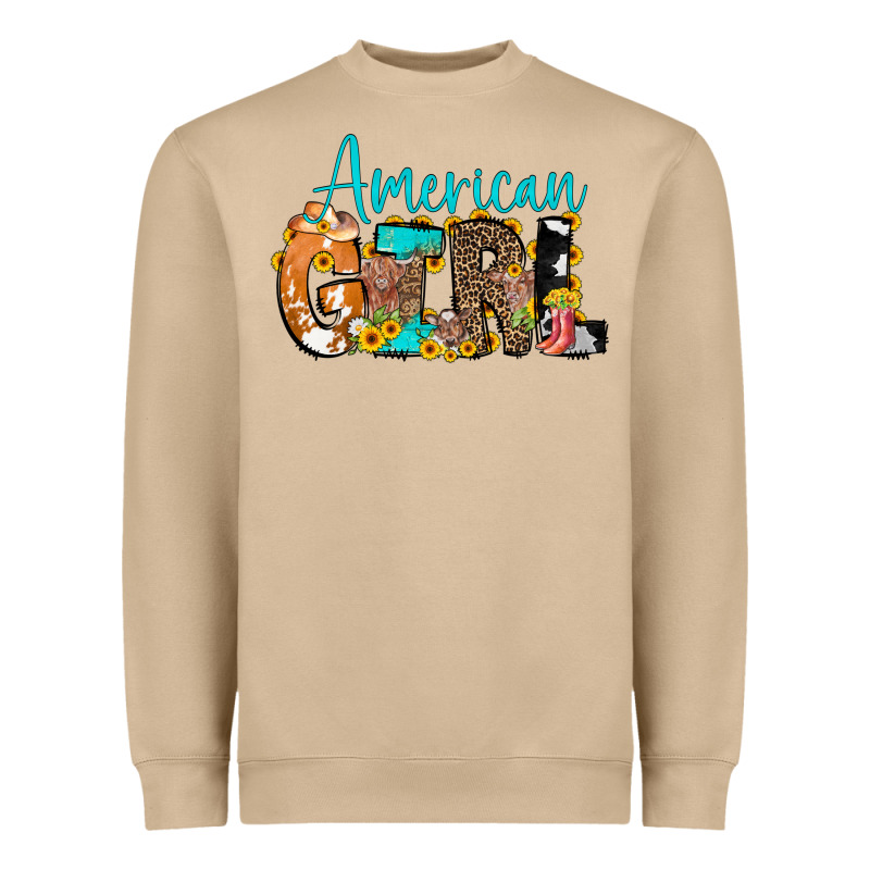 American Girl, Western Cowhide Heavyweight Sweatshirt by CowCowDesign | Teevron