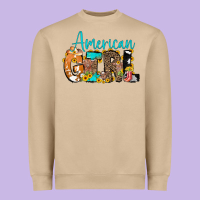 American Girl, Western Cowhide Heavyweight Sweatshirt Designed By Cowcowdesign