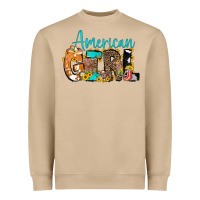 Mushroom American Girl, western Cowhide Heavyweight Sweatshirt - CowCowDesign