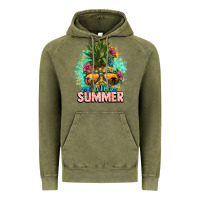 Vintage Olive Hello summer pineapple Vintage Hoodie - NancyCooperArtShop