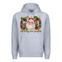 Heather Grey with god all things are possible with santa claus bbs Premium Hoodie - BundleAndBundleShop