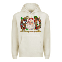 Oatmeal Heather with god all things are possible with santa claus bbs Premium Hoodie - BundleAndBundleShop