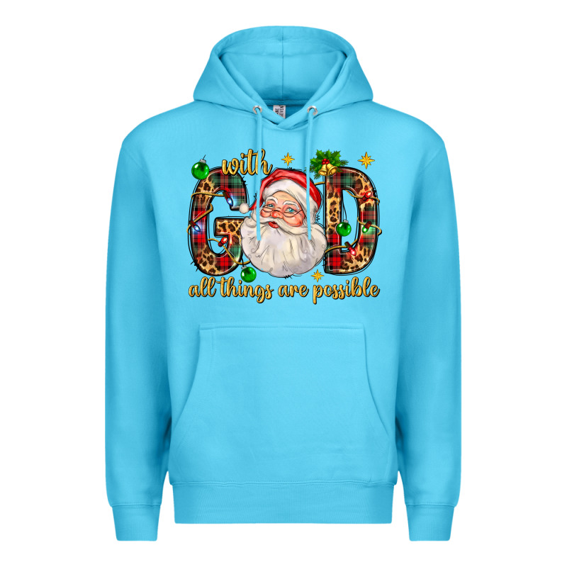 With God All Things Are Possible With Santa Claus Bbs Premium Hoodie by BundleAndBundleShop | Teevron