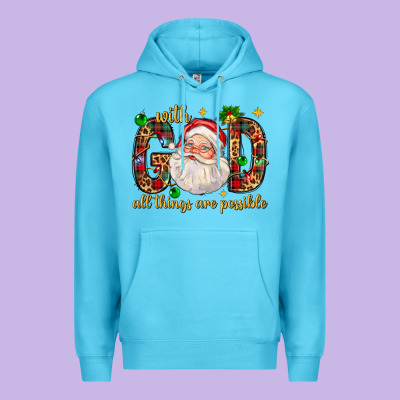 With God All Things Are Possible With Santa Claus Bbs Premium Hoodie Designed By Bundleandbundleshop
