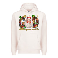 Pale Pink with god all things are possible with santa claus bbs Premium Hoodie - BundleAndBundleShop