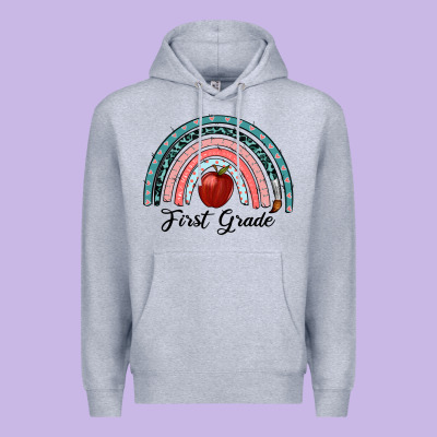 First Grade Rainbow Premium Hoodie Designed By Ranaportraitstore