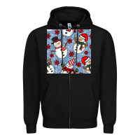 Christmas Snowman Seamless Pattern Zipper Hoodie | Teevron