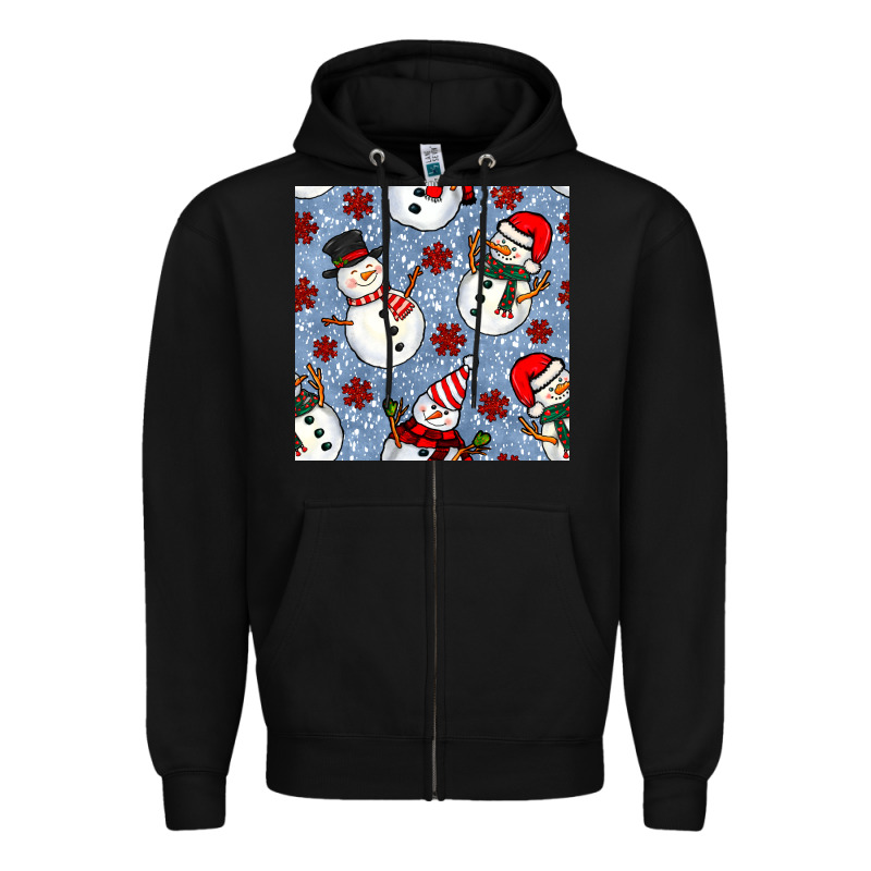 Christmas Snowman Seamless Pattern Zipper Hoodie by BundleAndBundleShop | Teevron