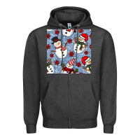 Charcoal Heather christmas snowman seamless pattern Zipper Hoodie - BundleAndBundleShop