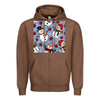 Chestnut christmas snowman seamless pattern Zipper Hoodie - BundleAndBundleShop