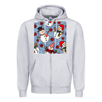 Heather Grey christmas snowman seamless pattern Zipper Hoodie - BundleAndBundleShop
