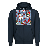 Navy christmas snowman seamless pattern Zipper Hoodie - BundleAndBundleShop