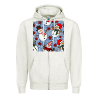 Oatmeal Heather christmas snowman seamless pattern Zipper Hoodie - BundleAndBundleShop