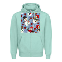 Seafoam christmas snowman seamless pattern Zipper Hoodie - BundleAndBundleShop