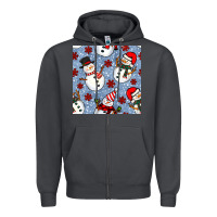 Smoke christmas snowman seamless pattern Zipper Hoodie - BundleAndBundleShop