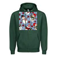 Sports Green christmas snowman seamless pattern Zipper Hoodie - BundleAndBundleShop