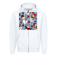 White christmas snowman seamless pattern Zipper Hoodie - BundleAndBundleShop