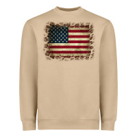 Mushroom America Flag and Leopard Heavyweight Sweatshirt - CowCowDesign