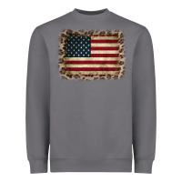 Storm America Flag and Leopard Heavyweight Sweatshirt - CowCowDesign