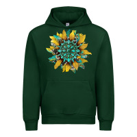 Forest Green sunflower with gemstone and cowhide Urban Hoodie - Artiststas