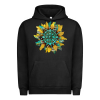 Pigment Black sunflower with gemstone and cowhide Urban Hoodie - Artiststas