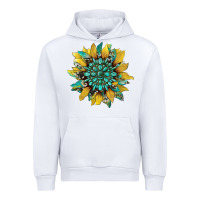White sunflower with gemstone and cowhide Urban Hoodie - Artiststas