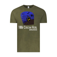 Vintage Olive 1886 Crescent Hotel Eureka Springs Arkansas USA Halloween Haunted Bat  Vintage Tee - lanVoArt