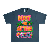 Midnight Navy Meet me at the ocean Summer Urban Heavy Tee - NancyCooperArtShop