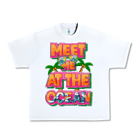White Meet me at the ocean Summer Urban Heavy Tee - NancyCooperArtShop