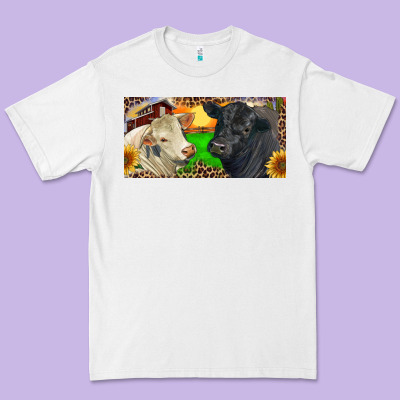 Charolais Bull And Black Angus Bull With Farm Premium Tee Designed By Ranaportraitstore