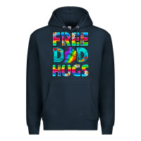 Navy Pride LGBTQ Free Dad Hugs Premium Hoodie - BundleAndBundleShop